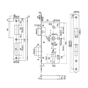 Thân Khóa Lưỡi Gà Chốt Chết C/C 72mm Hafele 911.02.799