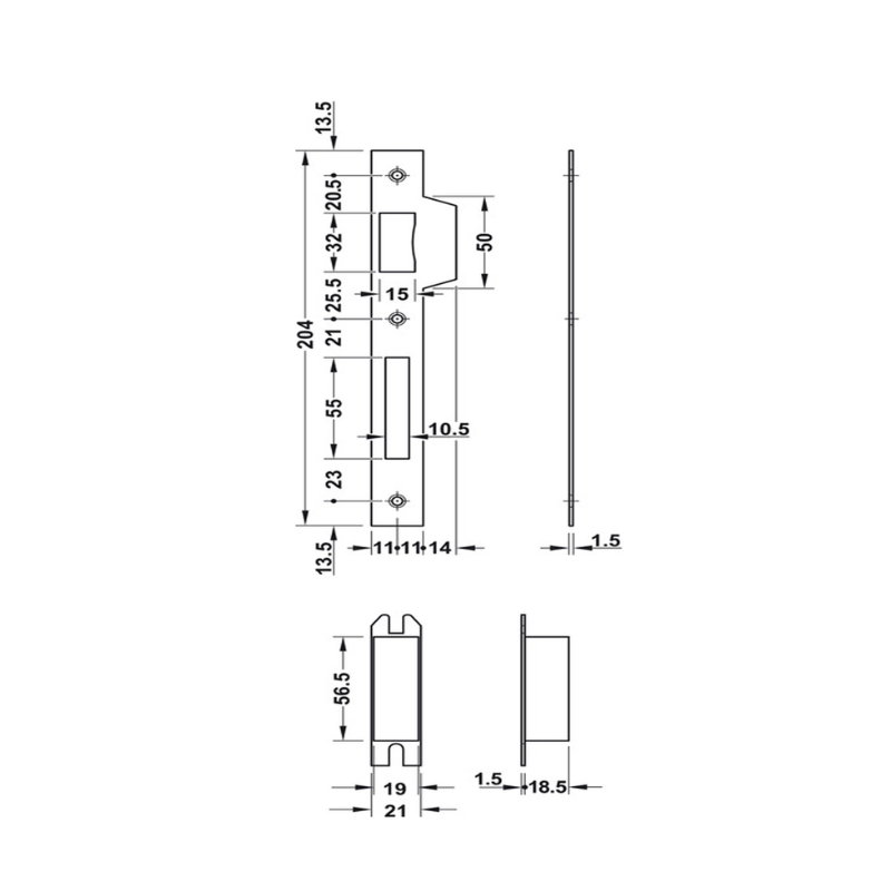 Thân Khóa Lưỡi Gà Chốt Chết C/C 85mm Hafele 911.02.069