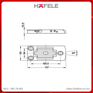 Bản Lề Dương Sàn 100Kg HPF100 Hafele 981.78.902