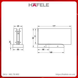 Bản Lề Dương Sàn 100Kg HPF100 Hafele 981.78.902