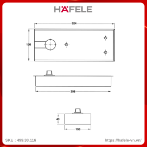 Bản Lề Sàn 150Kg EN4 Hafele 499.30.116