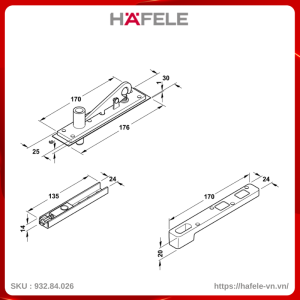 Bản Lề Sàn DCL41 EN4 150Kg Hafele 932.84.026