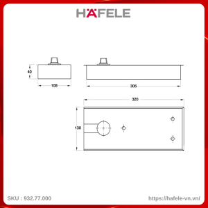 Bản Lề Sàn EN2 80Kg Hafele 932.77.000