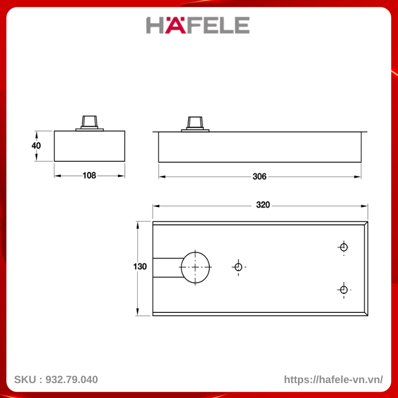 Bản Lề Sàn EN4 120Kg Hafele 932.79.040
