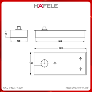 Bản Lề Sàn EN4 Tải Trọng 120Kg Hafele 932.77.020