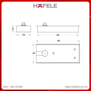 Bản Lề Sàn Tải Trọng 80Kg Hafele 932.79.020