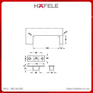 Khóa Kẹp Chân Kính Inox Mờ Hafele 981.50.030