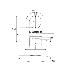 Khóa Treo Chốt Cắt Super 60mm Hafele 482.01.949