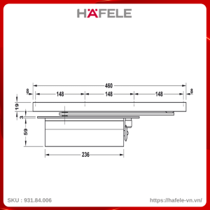 Tay Đẩy Hơi Âm Hafele 931.84.006 Tải trọng 150Kg