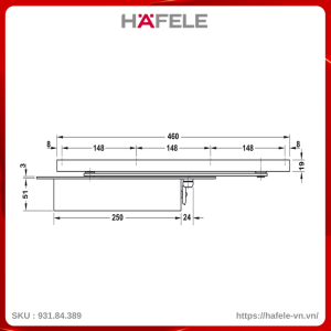 Tay Đẩy Hơi Âm Hafele 931.84.389 Tải Trọng 150Kg
