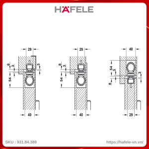 Tay Đẩy Hơi Âm Hafele 931.84.389 Tải Trọng 150Kg