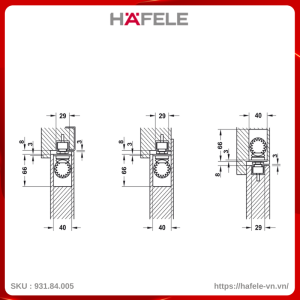 Tay Đẩy Hơi Âm Hafele 931.84.005 Tải Trọng 150Kg