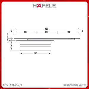 Tay Đẩy Hơi Âm Tải Hafele 931.84.279 Trọng 60Kg