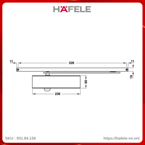Tay Đẩy Hơi Hafele 931.84.139 Tải Trọng 80Kg DCL55