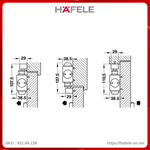 Tay Đẩy Hơi Hafele 931.84.139 Tải Trọng 80Kg DCL55