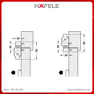 Tay Đẩy Hơi Hafele 931.84.299 Tải Trọng 80Kg