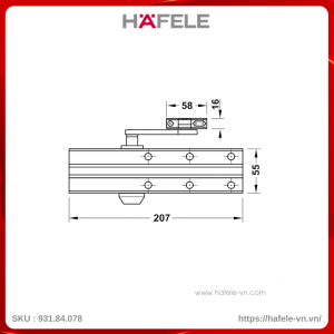 Tay Đẩy Hơi Hafele 931.84.078 Tải Trọng  80Kg