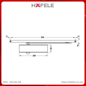 Tay Đẩy Hơi Hafele 931.84.119 Tải Trọng 80Kg