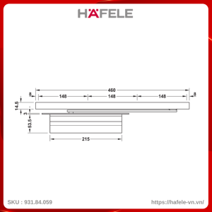 Tay Đẩy Hơi Âm Hafele 931.84.059 Tải Trọng 80Kg