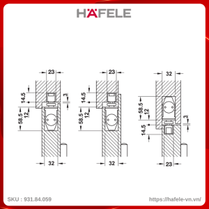 Tay Đẩy Hơi Âm Hafele 931.84.059 Tải Trọng 80Kg
