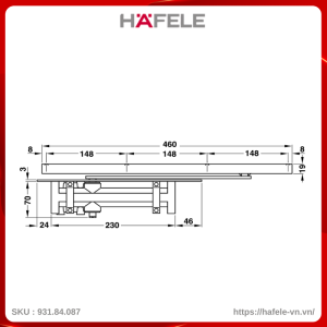 Tay Đẩy Hơi Âm Hafele 931.84.087