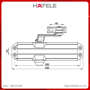 Tay Đẩy Hơi Hafele 489.30.035 Tải Trọng 80Kg DC413