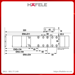 Tay Đẩy Hơi Hafele 931.77.149 Tải Trọng 100Kg EN2-5