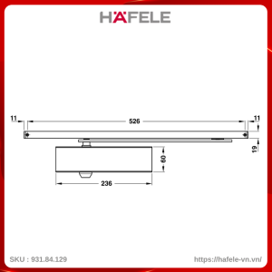 Tay Đẩy Hơi Hafele 931.84.129 Tải Trọng 80Kg