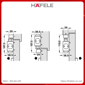 Tay Đẩy Hơi Hafele 931.84.129 Tải Trọng 80Kg