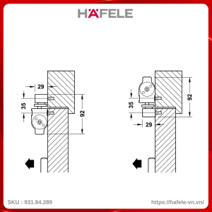 Tay  Đẩy Hơi Hafele 931.84.289 Tải Trọng 80Kg DCL83