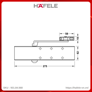 Tay Đẩy Hơi Hafele 931.84.568 Tải Trọng 150Kg DCL55