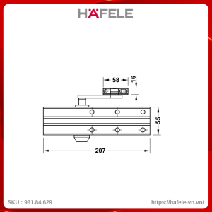 Tay Đẩy Hơi Hafele 931.84.629 Tải Trọng 80Kg DCL15