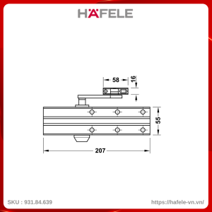 Tay Đẩy Hơi Hafele 931.84.639 Tải Trọng 80Kg DCL15
