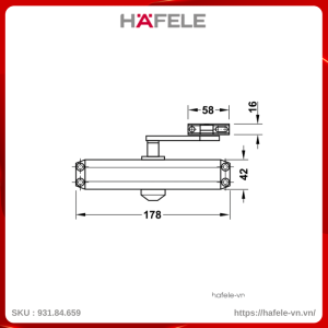 Tay Đẩy Hơi Hafele 931.84.659 Tải Trọng 60Kg DCL11