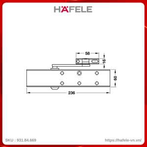 Tay Đẩy Hơi Hafele 931.84.669 Tải Trọng 100Kg DCL51