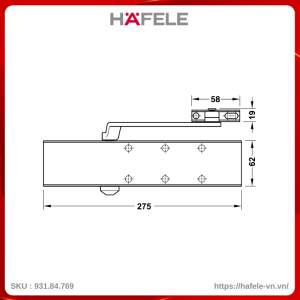 Tay Đẩy Hơi Hafele 931.84.769 Tải Trọng 150Kg DCL55