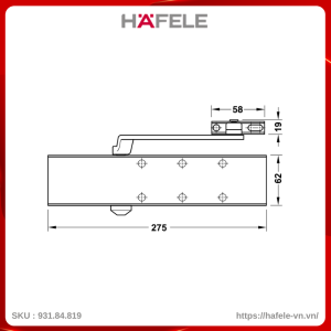 Tay Đẩy Hơi Hafele 931.84.819 Tải Trọng 150Kg DCL55