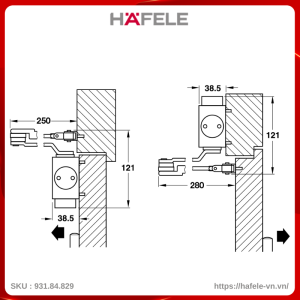 Tay Đẩy Hơi Hafele 931.84.829 Tải Trọng 100Kg