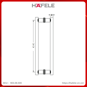 Tay Nắm Kéo Chữ H Dài 600mm Hafele 903.08.500