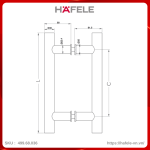 Tay Nắm Kéo Chữ H Dài 1200mm Hafele 499.68.036