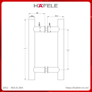 Tay Nắm Kéo Chữ H Dài 800mm Hafele 903.01.804