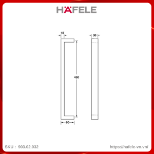 Tay Nắm Kéo Dạng Vuông C/C 450 Hafele 903.02.032