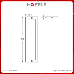 Tay Nắm Kéo Vuông 475mm Hafele 903.08.501