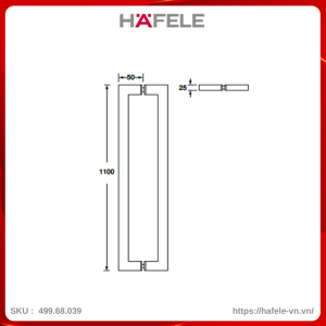 Tay Nắm Kéo Vuông C/C 1075mm Hafele 499.68.039