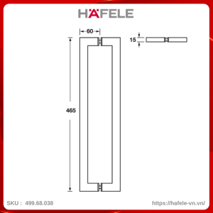 Tay Nắm Kéo Vuông L465mm Hafele 499.68.038