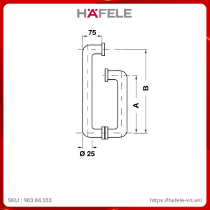Tay Nắm Phòng Tắm Kính Hafele 903.04.153