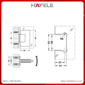 Bản Lề Cửa Phòng Tắm Kính 90° Hafele 499.05.804