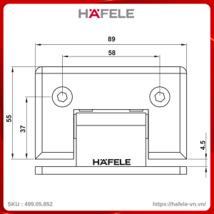 Bản Lề Kính Gắn Tường 90º Hafele 499.05.852