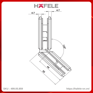 Bản Lề Kính - Kính 135º Hafele 499.05.859