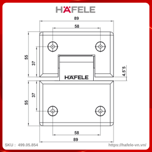 Bản Lề Kính - Kính 180º Hafele 499.05.854